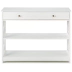 Costway Table Console Tiroirs Étagères Table d'Appoint Canapé Entrée Couloir Noir/Blanc