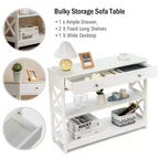 Costway Table Console Tiroirs Étagères Table d'Appoint Canapé Entrée Couloir Noir/Blanc