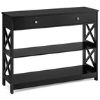 Costway Console Table Drawer Shelves Sofa Accent Table Entryway Hallway Black/White