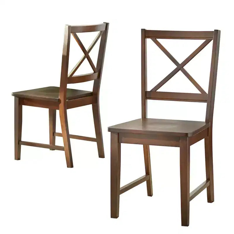 Buylateral Lot de 2 chaises de salle à manger en bois massif Virginia Farmhouse à dossier croisé