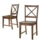Buylateral Lot de 2 chaises de salle à manger en bois massif Virginia Farmhouse à dossier croisé