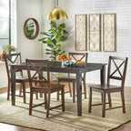 Buylateral Lot de 2 chaises de salle à manger en bois massif Virginia Farmhouse à dossier croisé