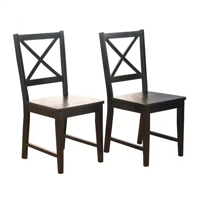 Buylateral Lot de 2 chaises de salle à manger en bois massif Virginia Farmhouse à dossier croisé