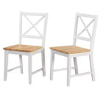 Buylateral Lot de 2 chaises de salle à manger en bois massif Virginia Farmhouse à dossier croisé