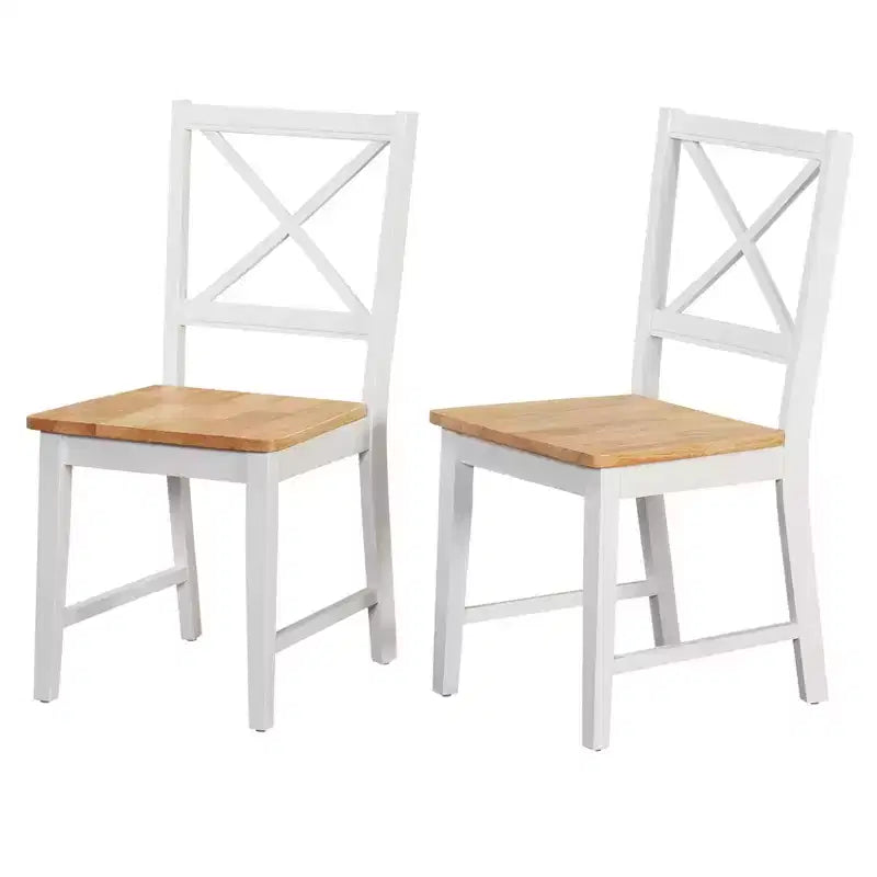 Buylateral Lot de 2 chaises de salle à manger en bois massif Virginia Farmhouse à dossier croisé