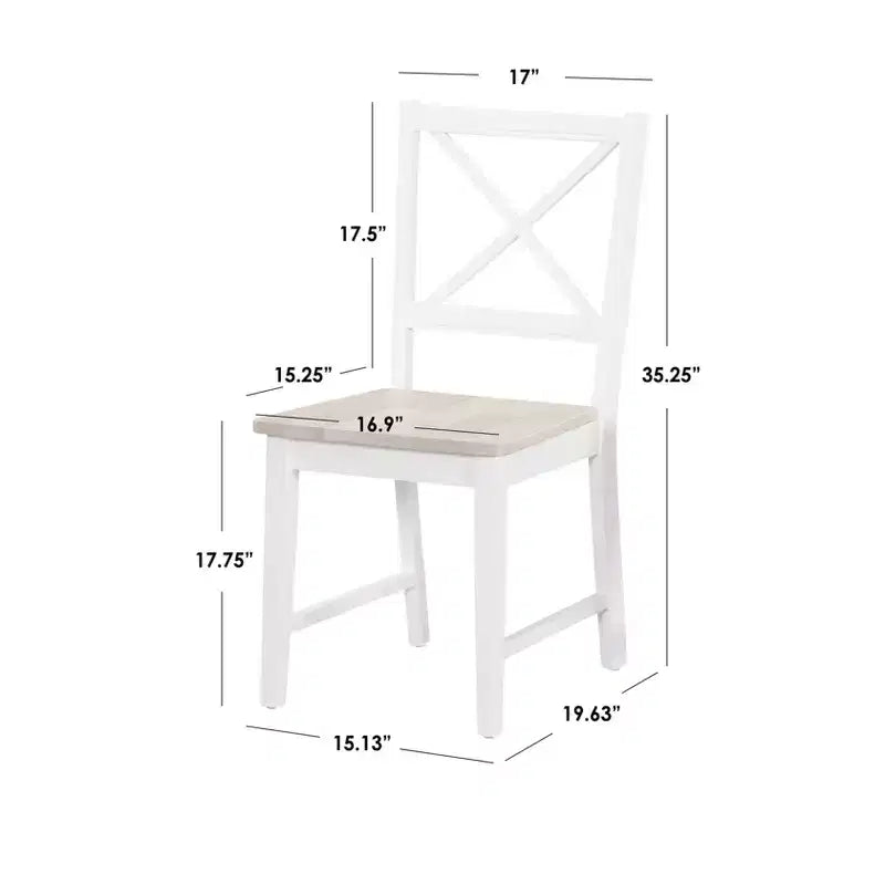 Buylateral Lot de 2 chaises de salle à manger en bois massif Virginia Farmhouse à dossier croisé
