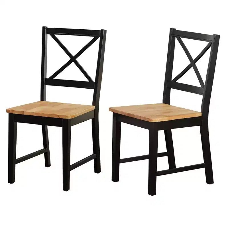 Buylateral Lot de 2 chaises de salle à manger en bois massif Virginia Farmhouse à dossier croisé