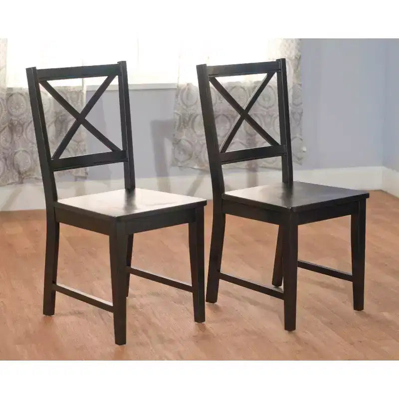 Buylateral Lot de 2 chaises de salle à manger en bois massif Virginia Farmhouse à dossier croisé