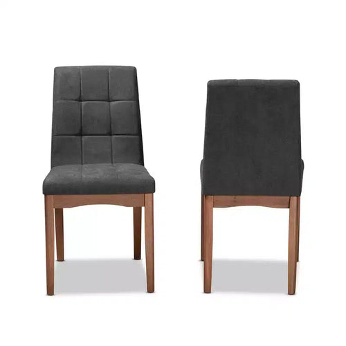 Lot de 2 chaises de salle à manger Tara en tissu et bois - Baxton Studio
