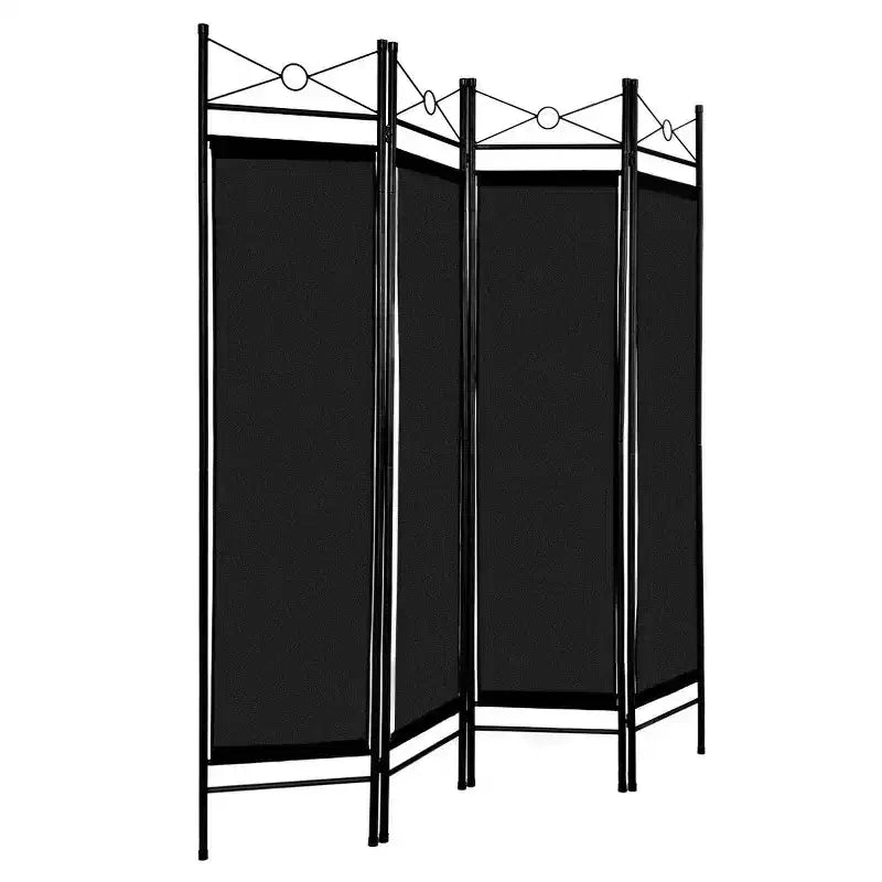 Costway Paravent 4 Panneaux Séparateur de Pièce Bureau Cadre Métallique en Tissu