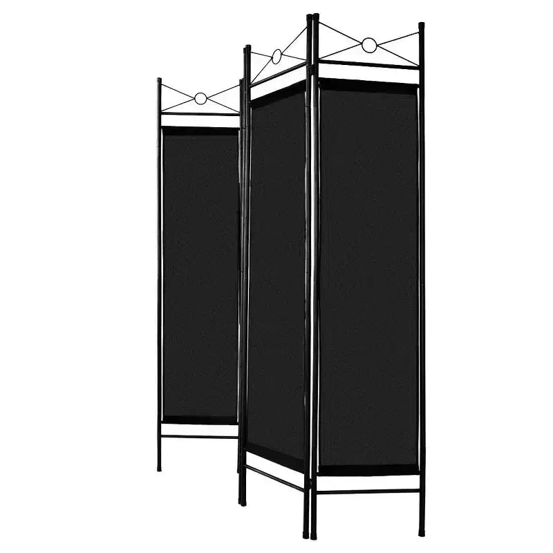 Costway Paravent 4 Panneaux Séparateur de Pièce Bureau Cadre Métallique en Tissu