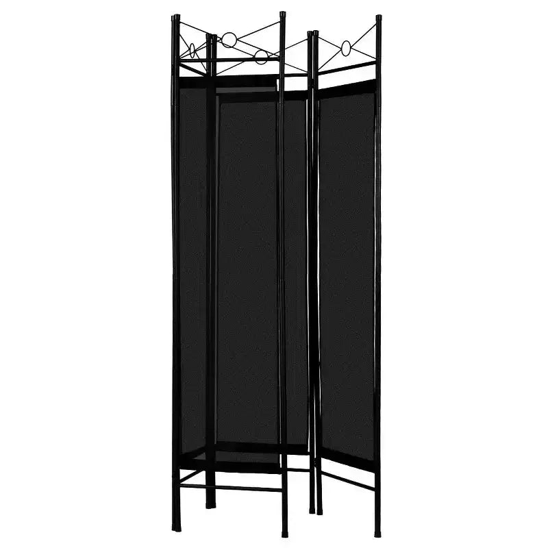 Costway Paravent 4 Panneaux Séparateur de Pièce Bureau Cadre Métallique en Tissu
