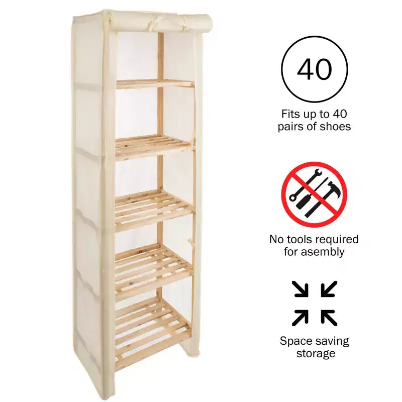Étagère de rangement en bois à 5 niveaux Hastings Home avec housse amovible