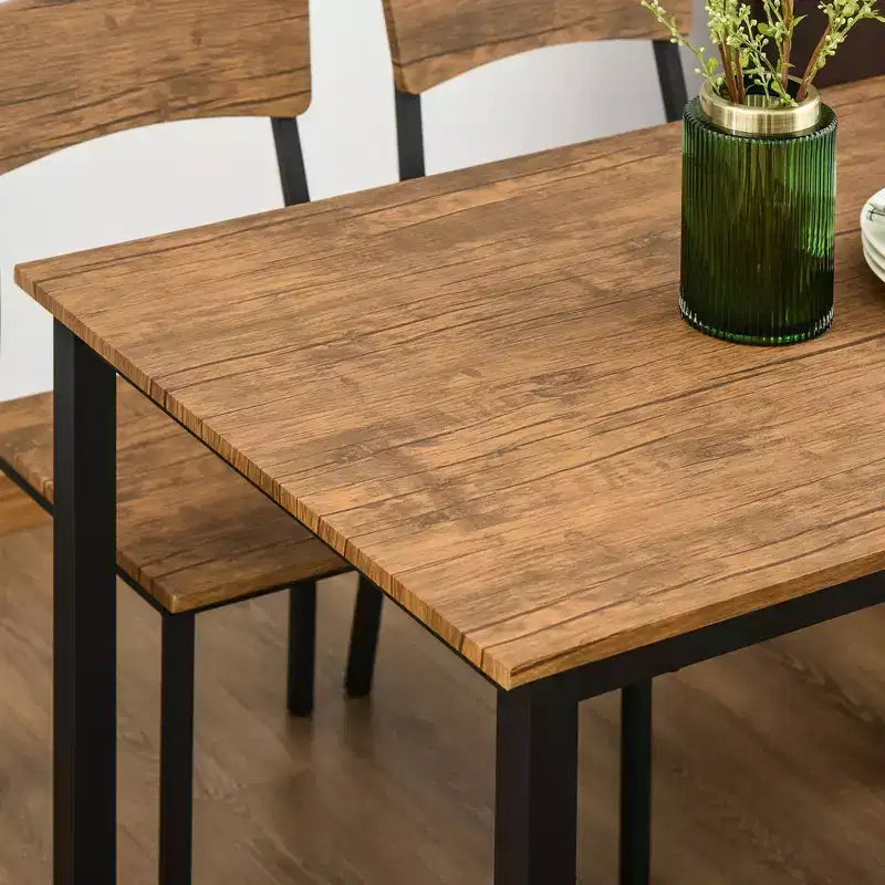 HOMCOM Ensemble table et 4 chaises de salle à manger, design industriel moderne, pour petits espaces, cuisine, salle à manger