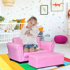 Costway Rose Canapé Fauteuil Enfant Causeuse Cadeau Anniversaire Enfant avec Ottoman