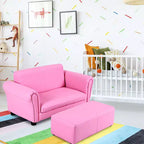 Costway Rose Canapé Fauteuil Enfant Causeuse Cadeau Anniversaire Enfant avec Ottoman