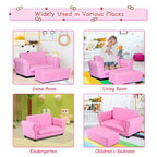 Costway Rose Canapé Fauteuil Enfant Causeuse Cadeau Anniversaire Enfant avec Ottoman