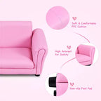 Costway Rose Canapé Fauteuil Enfant Causeuse Cadeau Anniversaire Enfant avec Ottoman
