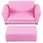 Costway Rose Canapé Fauteuil Enfant Causeuse Cadeau Anniversaire Enfant avec Ottoman