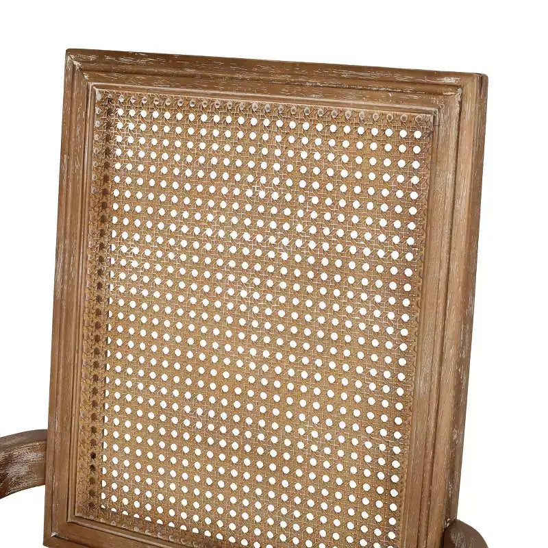 Lot de 4 chaises de salle à manger tapissées Maria en bois et rotin de style campagnard français - Christopher Knight Home