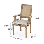 Lot de 4 chaises de salle à manger tapissées Maria en bois et rotin de style campagnard français - Christopher Knight Home