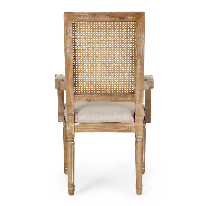Lot de 4 chaises de salle à manger tapissées Maria en bois et rotin de style campagnard français - Christopher Knight Home