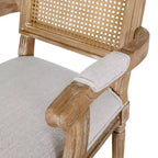 Lot de 4 chaises de salle à manger tapissées Maria en bois et rotin de style campagnard français - Christopher Knight Home