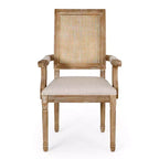 Lot de 4 chaises de salle à manger tapissées Maria en bois et rotin de style campagnard français - Christopher Knight Home