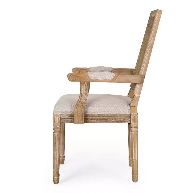 Lot de 4 chaises de salle à manger tapissées Maria en bois et rotin de style campagnard français - Christopher Knight Home