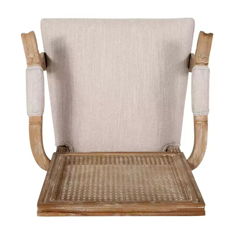 Lot de 4 chaises de salle à manger tapissées Maria en bois et rotin de style campagnard français - Christopher Knight Home