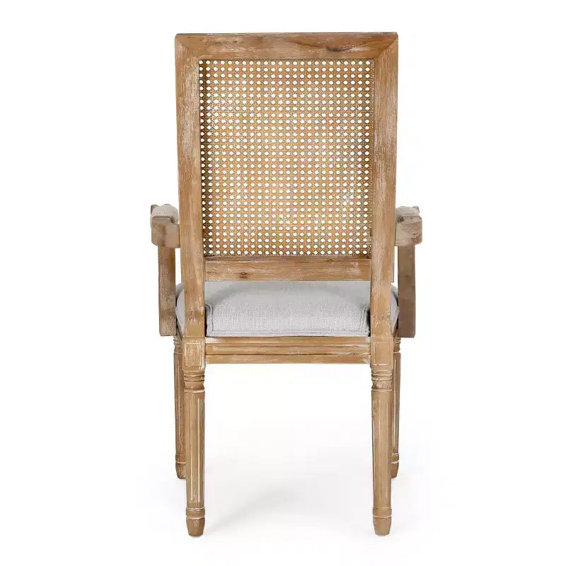 Lot de 4 chaises de salle à manger tapissées Maria en bois et rotin de style campagnard français - Christopher Knight Home