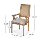 Lot de 4 chaises de salle à manger tapissées Maria en bois et rotin de style campagnard français - Christopher Knight Home