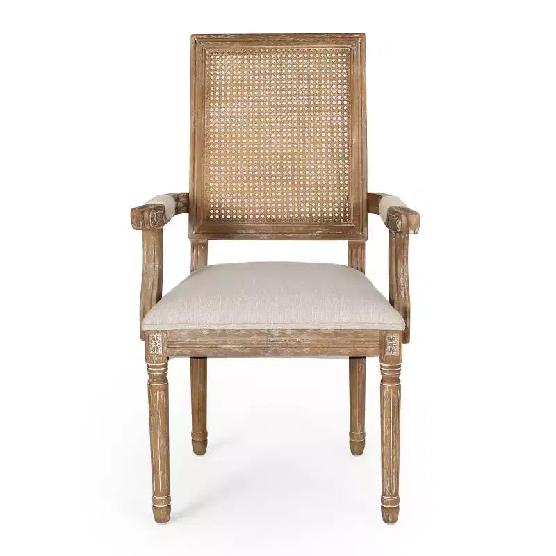 Lot de 4 chaises de salle à manger tapissées Maria en bois et rotin de style campagnard français - Christopher Knight Home