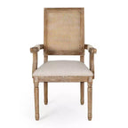 Lot de 4 chaises de salle à manger tapissées Maria en bois et rotin de style campagnard français - Christopher Knight Home