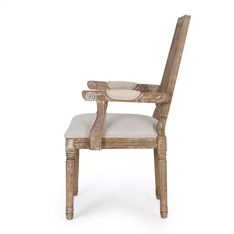 Lot de 4 chaises de salle à manger tapissées Maria en bois et rotin de style campagnard français - Christopher Knight Home