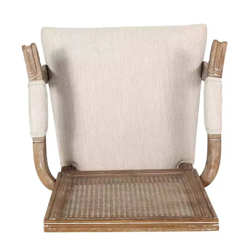 Lot de 4 chaises de salle à manger tapissées Maria en bois et rotin de style campagnard français - Christopher Knight Home