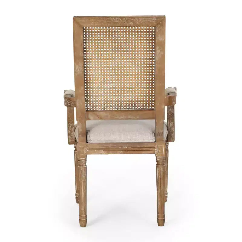 Lot de 4 chaises de salle à manger tapissées Maria en bois et rotin de style campagnard français - Christopher Knight Home