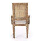 Lot de 4 chaises de salle à manger tapissées Maria en bois et rotin de style campagnard français - Christopher Knight Home
