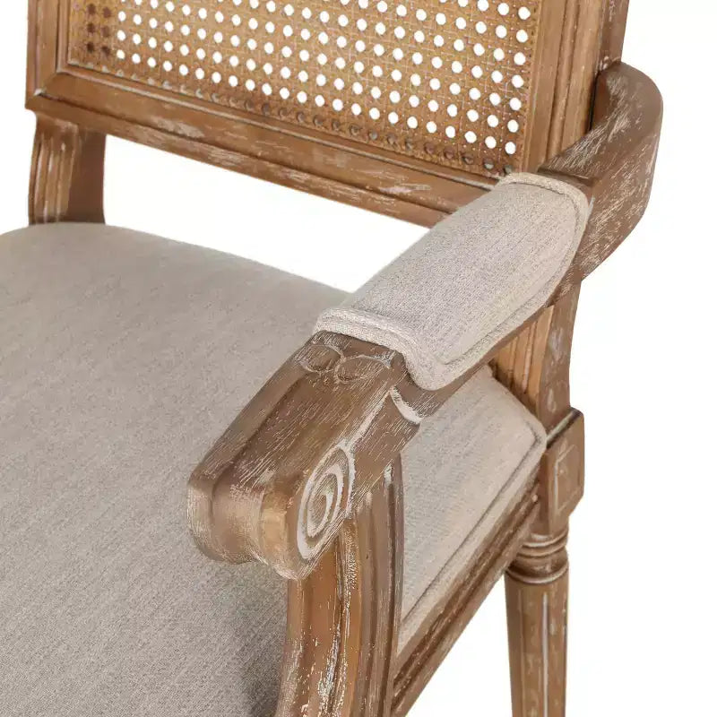 Lot de 4 chaises de salle à manger tapissées Maria en bois et rotin de style campagnard français - Christopher Knight Home