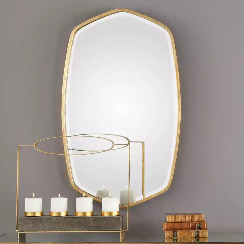 Miroir Mural Ovale de Maquillage Uttermost Cadre en Fer Doré Biseauté Moderne 22 1/4 Large Salle de Bain Chambre Salon Bureau à Domicile