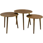 Tables Gigognes Rondes en Métal Doré Antique Moderne Uttermost, Lot de 3, Trois Pieds Coniques pour Salon, Chambre, Chevet, Entrée
