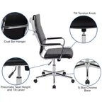 Chaise de bureau Merrick Lane à dossier haut avec réglage pneumatique de la hauteur d'assise et pivotement à 360°