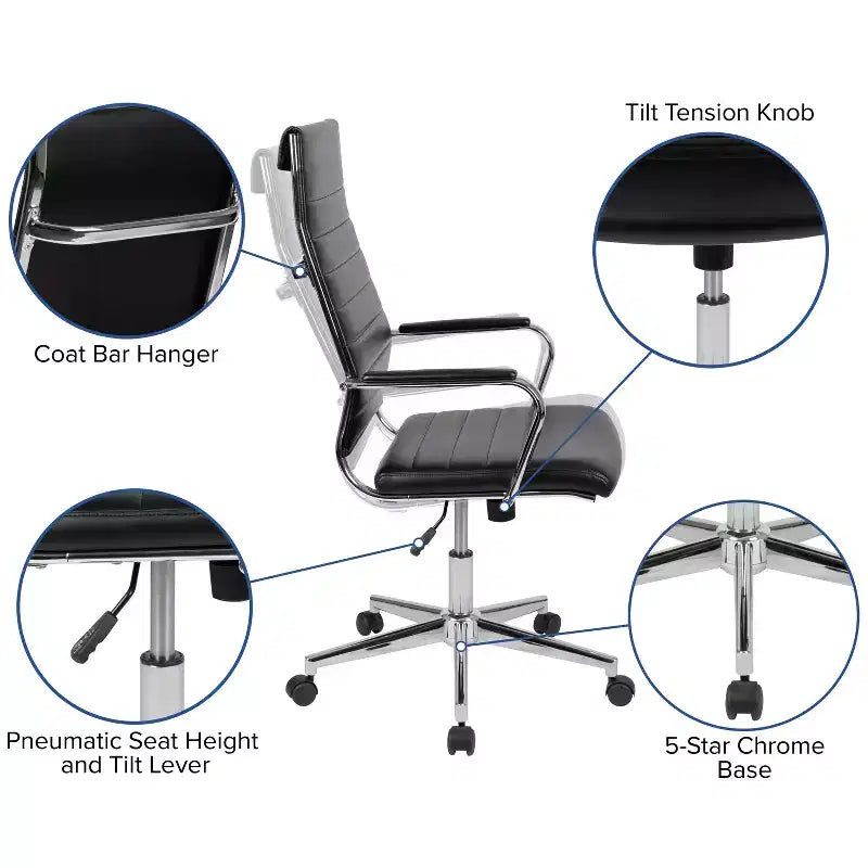 Chaise de bureau Merrick Lane à dossier haut avec réglage pneumatique de la hauteur d'assise et pivotement à 360°