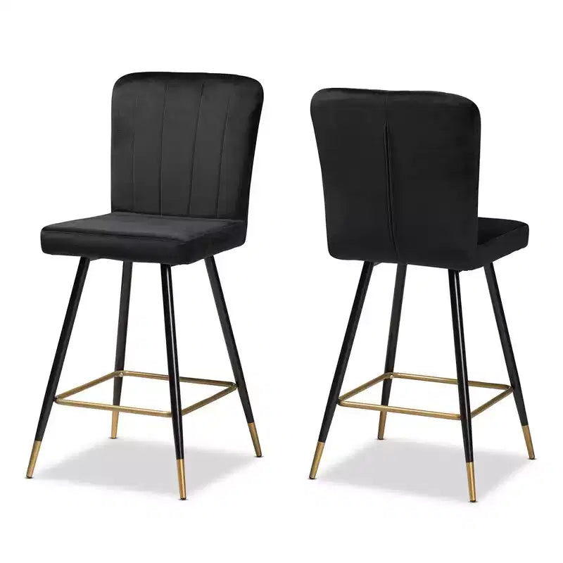 2pc Preston Two-Tone and Metal Bar Stool Set - Baxton Studio
