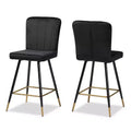 2pc Preston Two-Tone and Metal Bar Stool Set - Baxton Studio