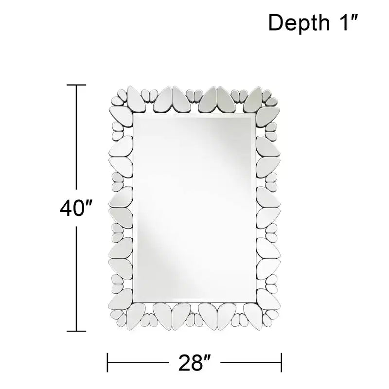 Miroir mural décoratif rectangulaire Possini Euro Design Veneto pour coiffeuse, cadre moderne en verre taillé, 71 cm de large pour salle de bain, chambre à coucher, salon, bureau
