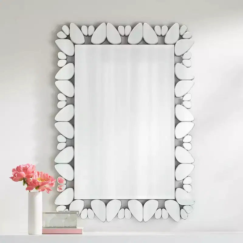 Miroir mural décoratif rectangulaire Possini Euro Design Veneto pour coiffeuse, cadre moderne en verre taillé, 71 cm de large pour salle de bain, chambre à coucher, salon, bureau