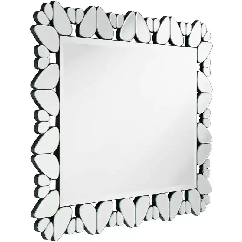 Miroir mural décoratif rectangulaire Possini Euro Design Veneto pour coiffeuse, cadre moderne en verre taillé, 71 cm de large pour salle de bain, chambre à coucher, salon, bureau