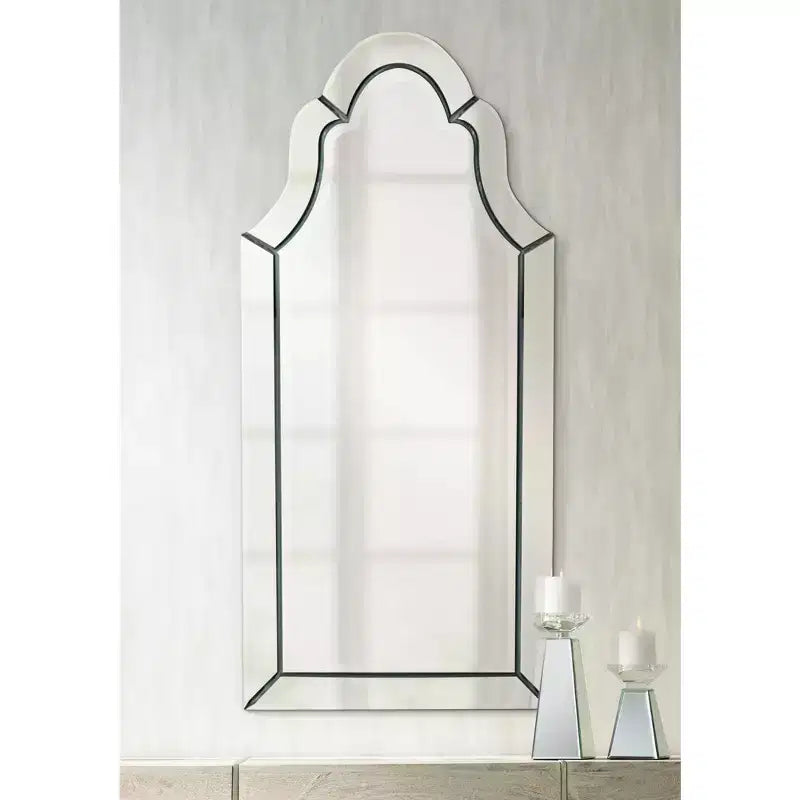 Miroir Mural d'Appoint de Vanité à Dessus Arqué Uttermost, Miroir à Cadre en Verre Biseauté Poli Moderne, 21 Pouces de Large pour Salle de Bain, Chambre, Maison
