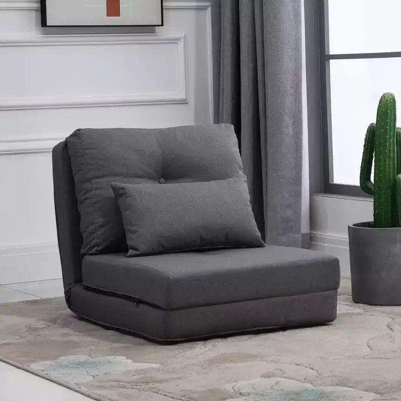 Fauteuil convertible HOMCOM, canapé paresseux de sol, lit de canapé pliant rembourré avec dossier réglable, cadre en métal et oreillers pour salon